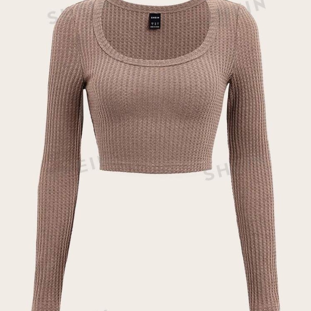 NWT SHEIN EZwear Scoop Neck Rib-knit Crop Tee